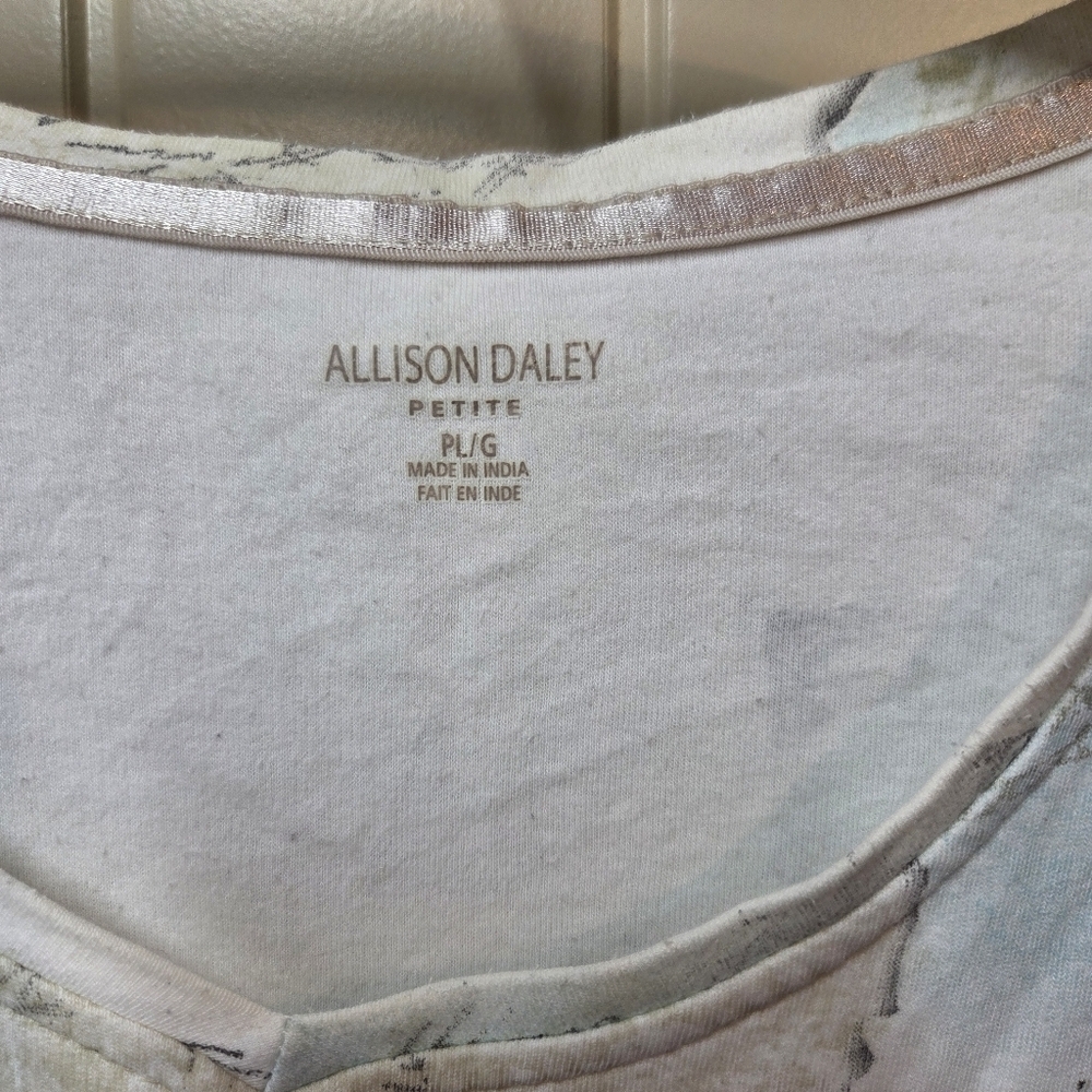 Allison Daley Cute Y2K 2000s 3/4 Sleeve All over Print Top Petite Large - Picture 3 of 15